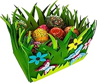 Vista 7 de Juego de 2 centros de mesa decorativos de fieltro de Pascua con flores de primavera y mariposas