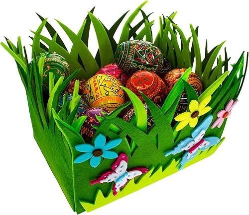 Miniatura 7 de Juego de 2 centros de mesa decorativos de fieltro de Pascua con flores de primavera y mariposas