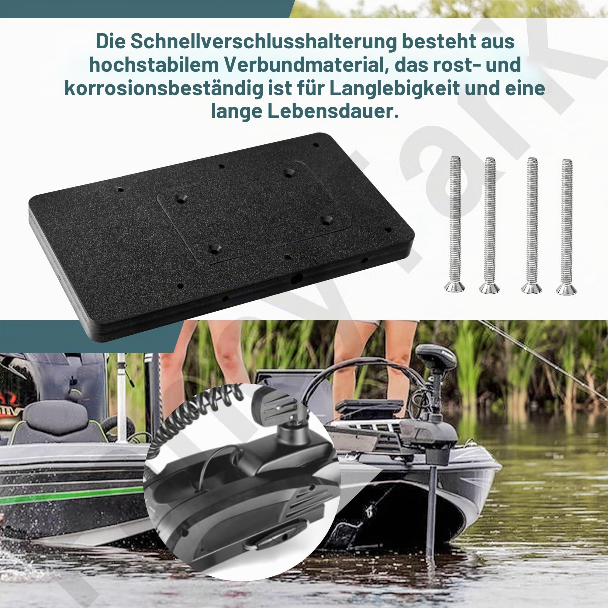 Für Minn Kota 1854021 MKA-21 Schnellspann-Halterung – kompatibel mit Ulterra, Terrova, PowerDrive V2, Deckhand 40, Riptide ST/SP – Schwarz, Trolling Motor Montagehalterung