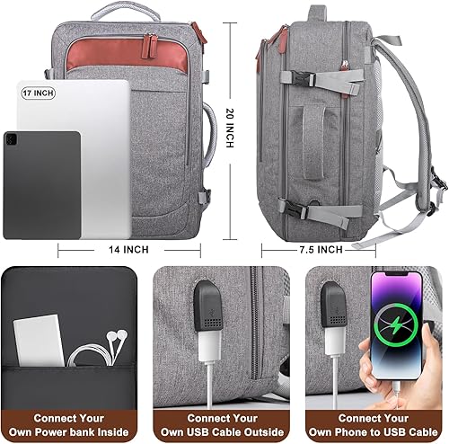 Miniatura 4 de Z-MGKISS Mochila de viaje grande para mujer, mochila de transporte de 42 litros aprobada por vuelo, mochilas para laptop TSA con 4 cubos de