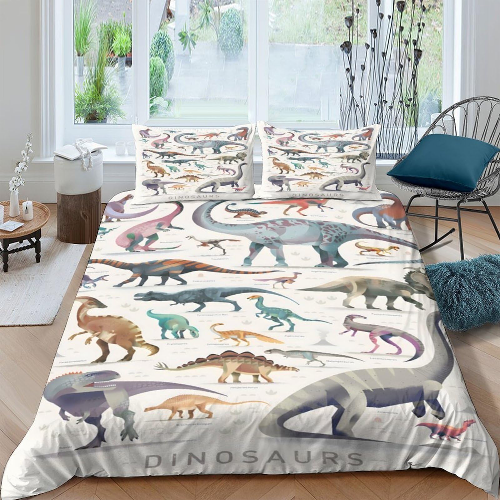 3D Printed Dinosaur Quilt Cover, Microfiber Duvet Cover Hidden Zipper for