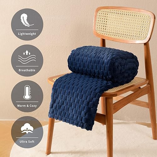 Miniatura 3 de FY FIBER HOUSE Manta de Forro Polar para Sofá 300GSM Súper Suave y Afelpada, Manta de Felpa para Entrepierna para Oficina, 50x60 Pulgadas, Azul