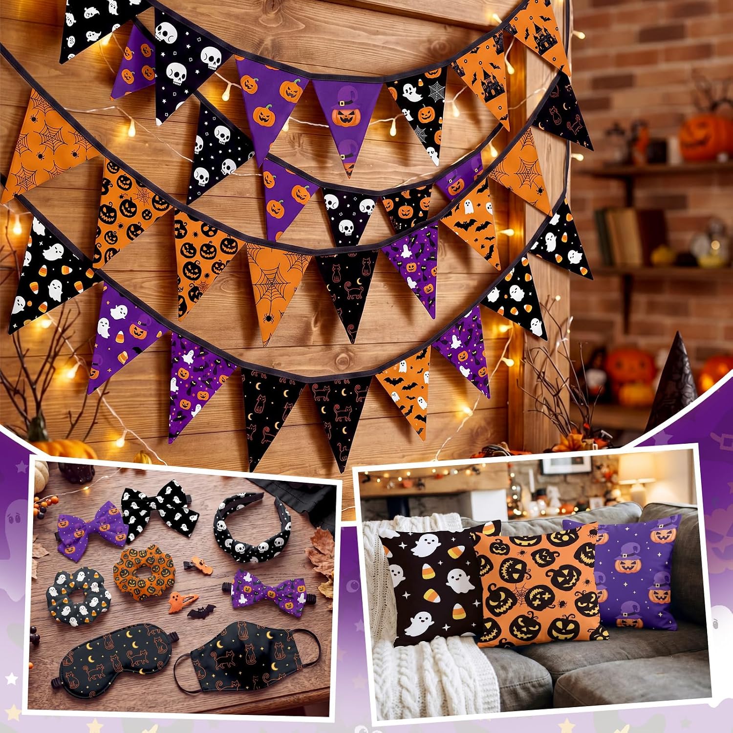 Irenare 24 Pcs Halloween Fat Quarters, 18 x 22 Inch, Polyester Fabric
