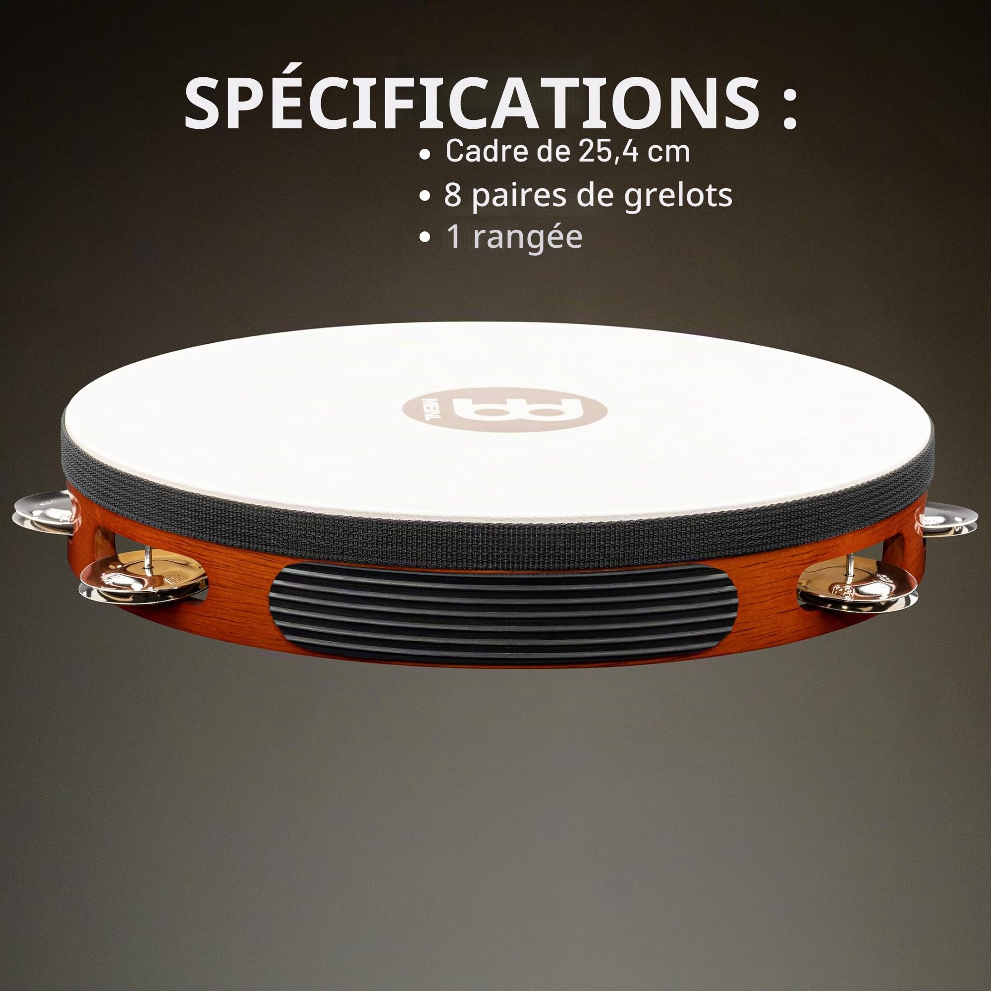 Meinl Tambourin peau TAH1AB, cymbalettes acier - Tambourin
