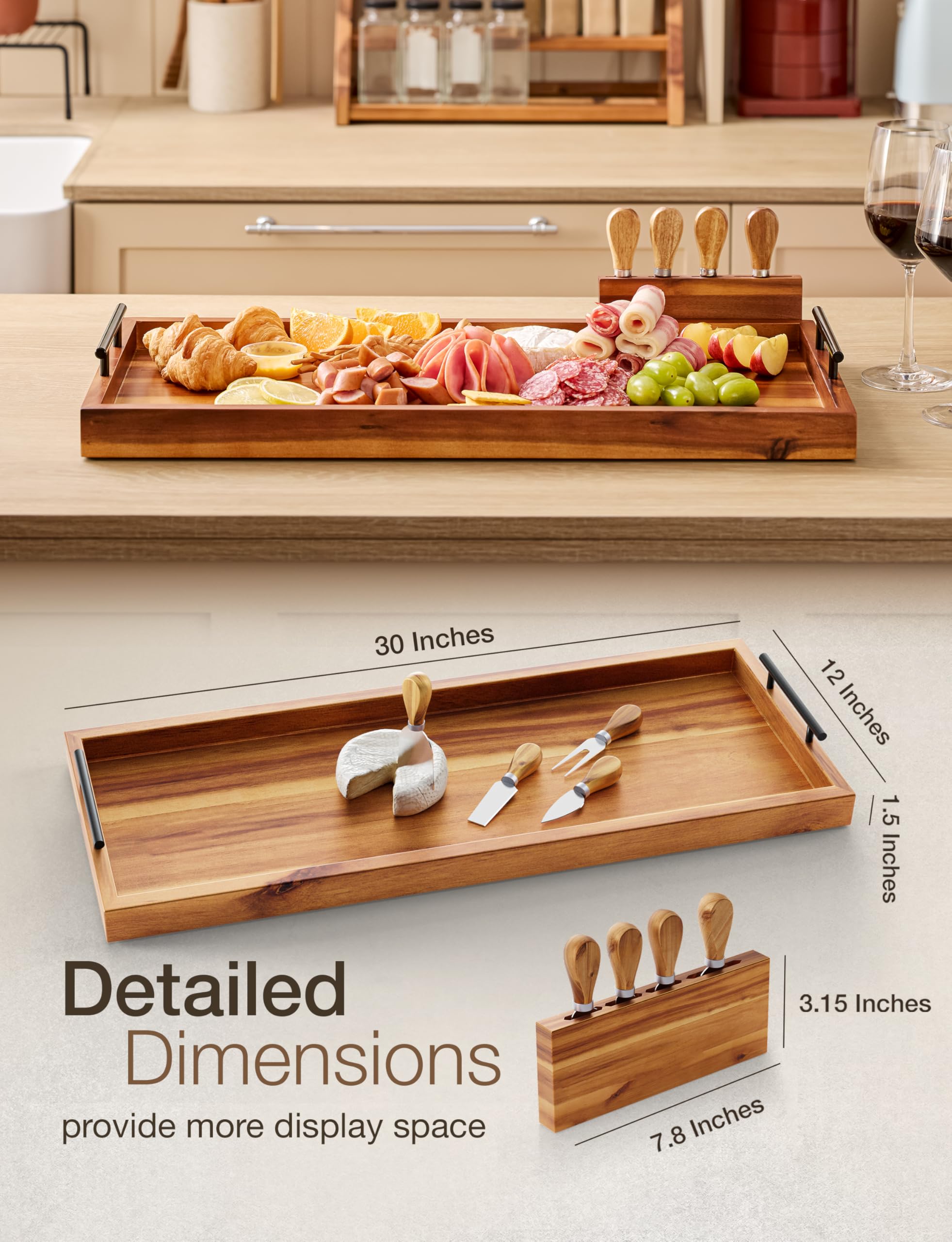 Snapklik.com : TIDITA Acacia 30 Inch Large Charcuterie Board
