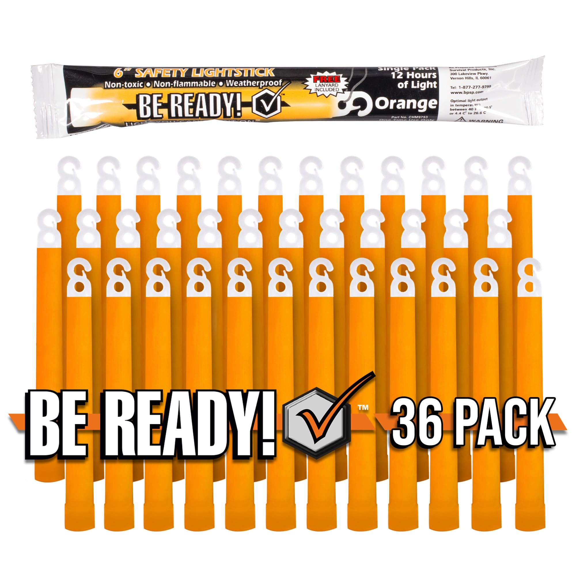 Windy City Novelties Safety Emergency Light Stick (Orange) (36 Pack)