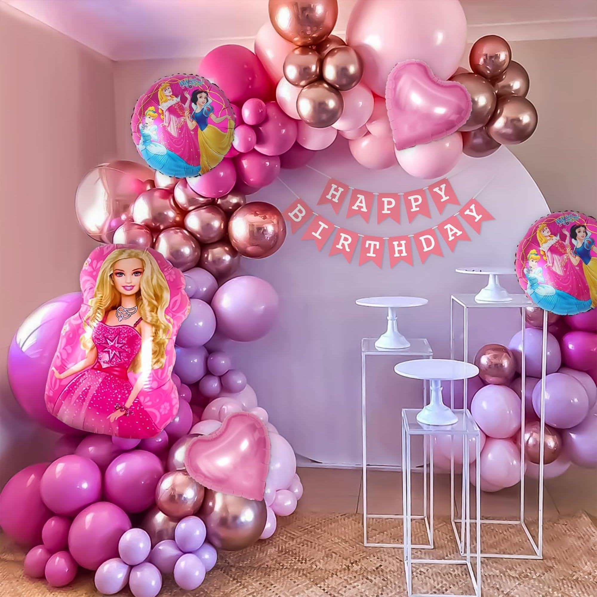 Special You Pink Theme Birthday Decoration Kit for girls with Princess 1st Birthday decoration Items with foil balloon set, Metallic & Pastel Purple & Pink Balloons, Birthday Decor-73 Pcs