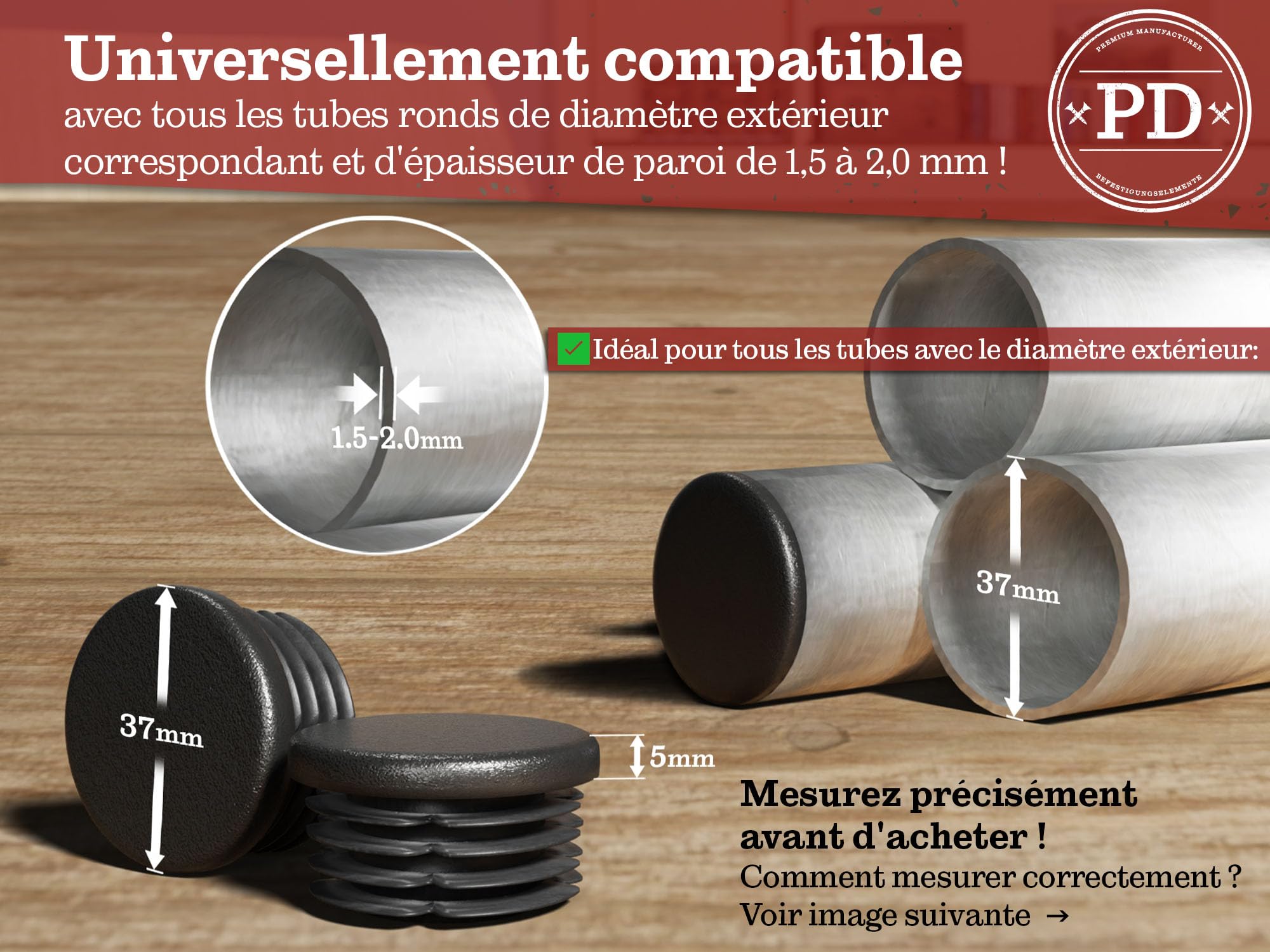 VONLIS Lot De 5 Bouchons à Lamelles Ronds - Diamètre : 60 Mm