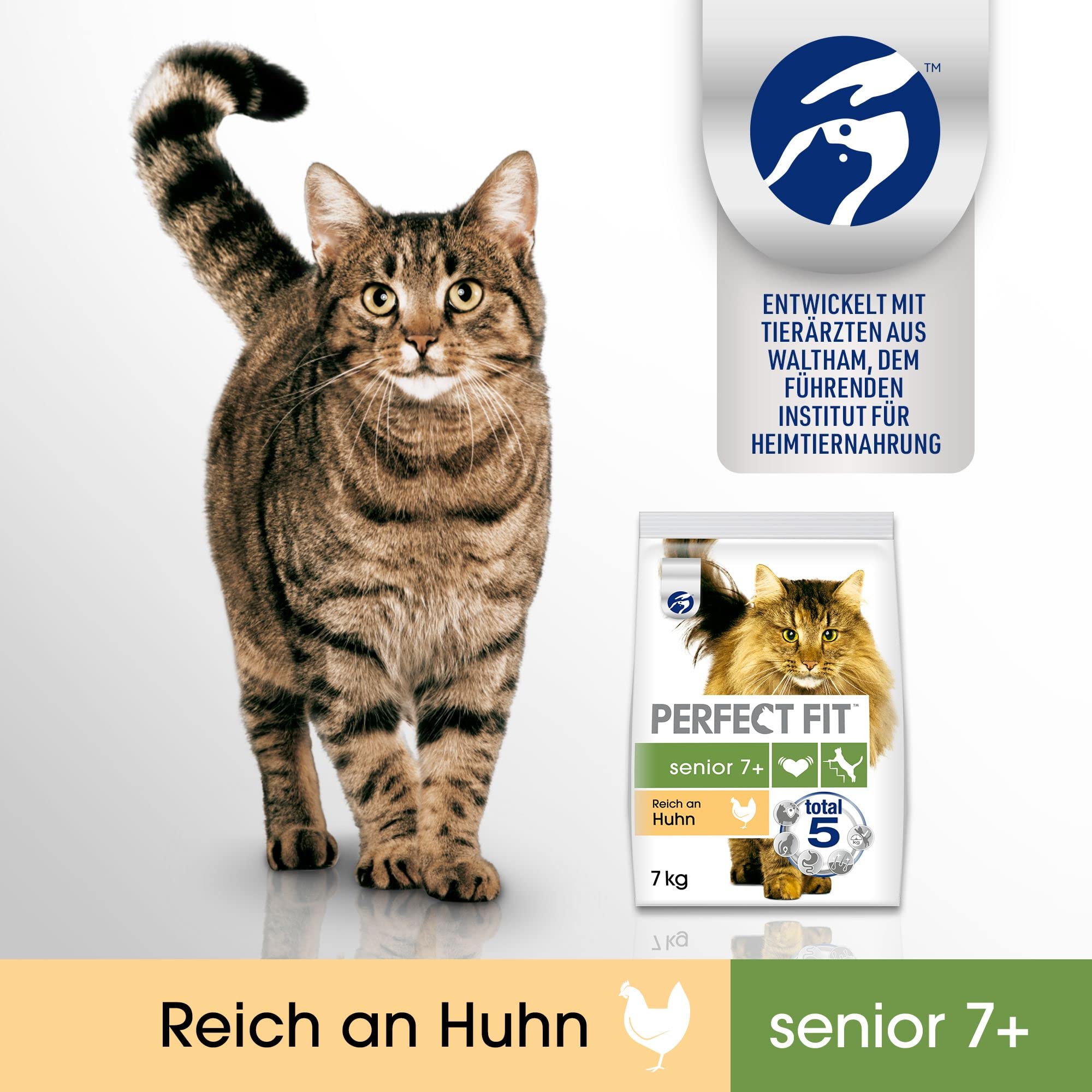 Perfect Fit Senior 7+ – Trockenfutter für ältere Katzen ab 7 Jahr – Huhn – Unterstützt die Vitalität – 7 kg