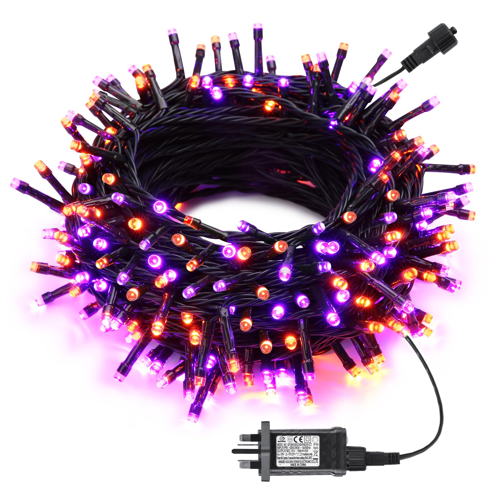 Joomer Halloween Decorations String Lights Outdoor, 20M/66Ft 200 LED Orange Purple Fairy Lights Mains Powered, 8 Modes LED Halloween Decor Plug in Waterproof with Timer for Indoor Window Garden Party [Energy Class A]