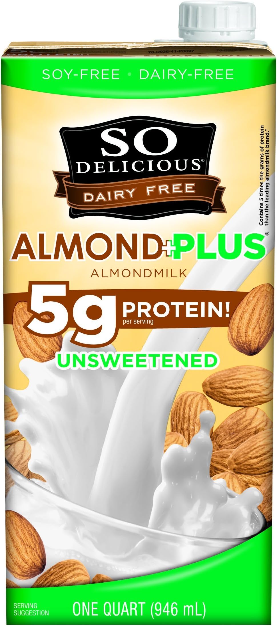 So Delicious Protein Plus Almond Milk, Unsweetened, 32 Ounce (Pack of 12)