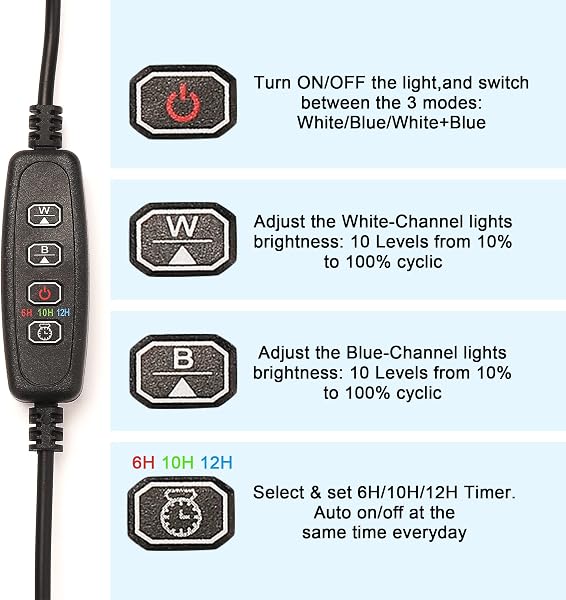 BELLALICHT LED Minuterie Éclairage d'aquarium, Lampe Tube Aquarium [Bleue & Blanc Lumière] avec Gradateur intégré, Dimmable 10 niveaux de luminosité IP67 étanche pour Aquariophilie - 3