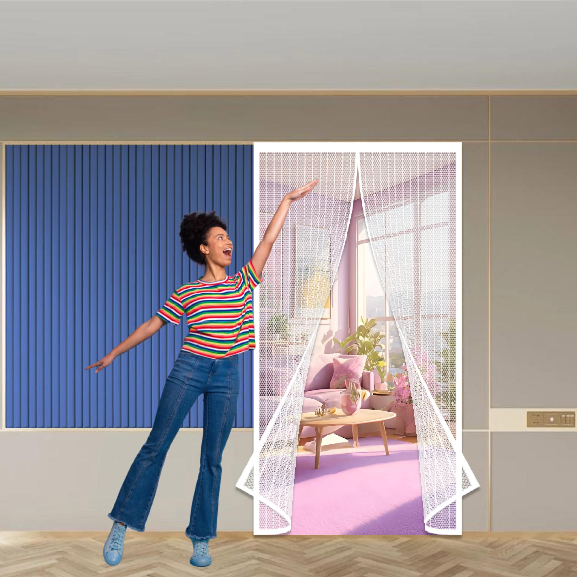 Moustiquaire magnétique pour porte-fenêtre blanche 164x212 cm sans percer
