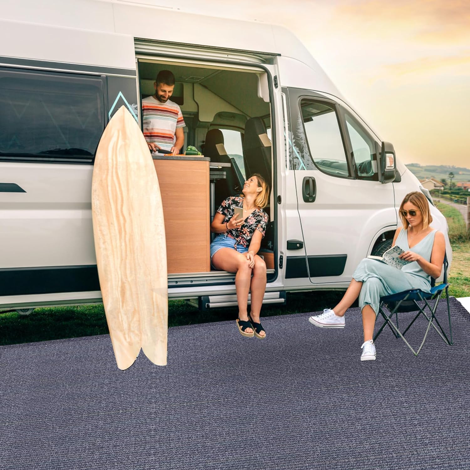 HEYOUTH Vorzeltteppich,Camping Teppich,Teppich für Zelt Wohnmobil,Outdoor Vorzeltboden,Zeltteppichinkl inkl 13 Befestigungsnägel,aus HDPE 240 g/㎡,mit ösen Tragetasche,für Wohnmobil und Wohnwagen