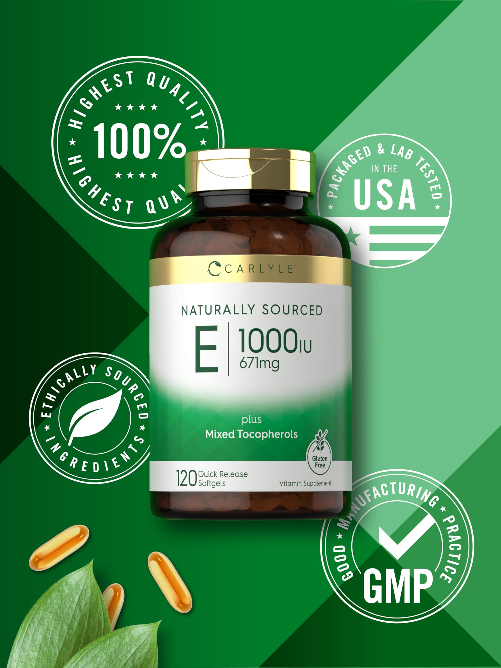 Carlyle Vitamin E 1000 IU Softgels | with Mixed Tocopherols | 120 Pills — Amazon image 6