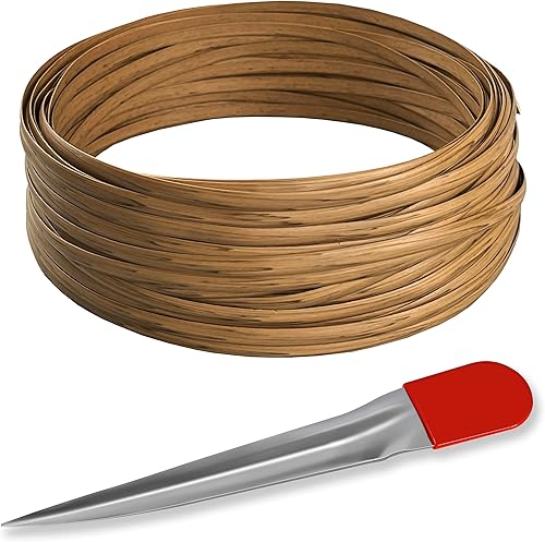 Kit de reparación de mimbre de plástico de grano de madera ligera de 130 pies con herramienta de tejido de acero inoxidable, material de ratán de