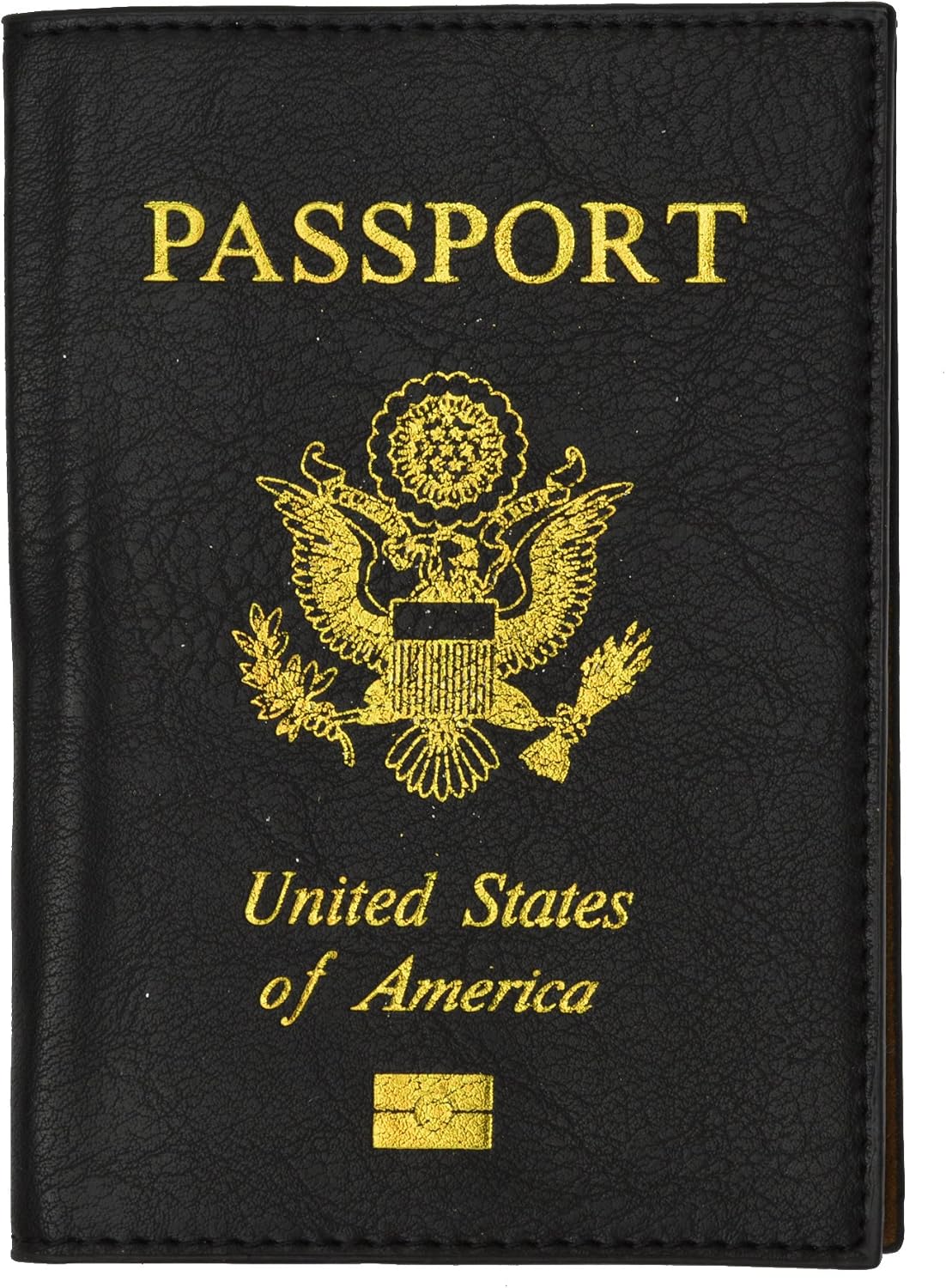 MARSHAL USA Gold Logo Passport Cover Holder for Travel (Black)