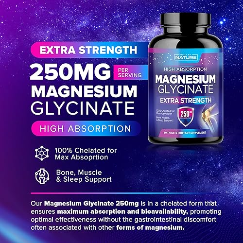 Miniatura 3 de Glicinato de magnesio 250 mg - Suplemento de magnesio quelado de alta absorción - Glicinato de magnesio 100% puro - Apoyo para el estrés, el sueño,