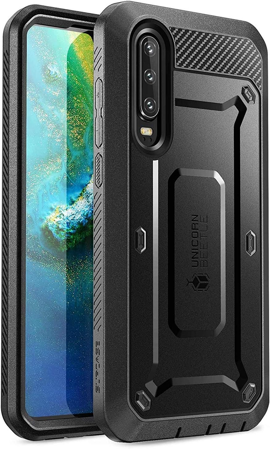 SUPCASE Huawei P30 Case, [Unicorn Beetle Pro Series] Full-Body Heavy Duty Holster Case with Built-in Screen Protector for Huawei P30（2019 Release） (Black) - 6.1 inches