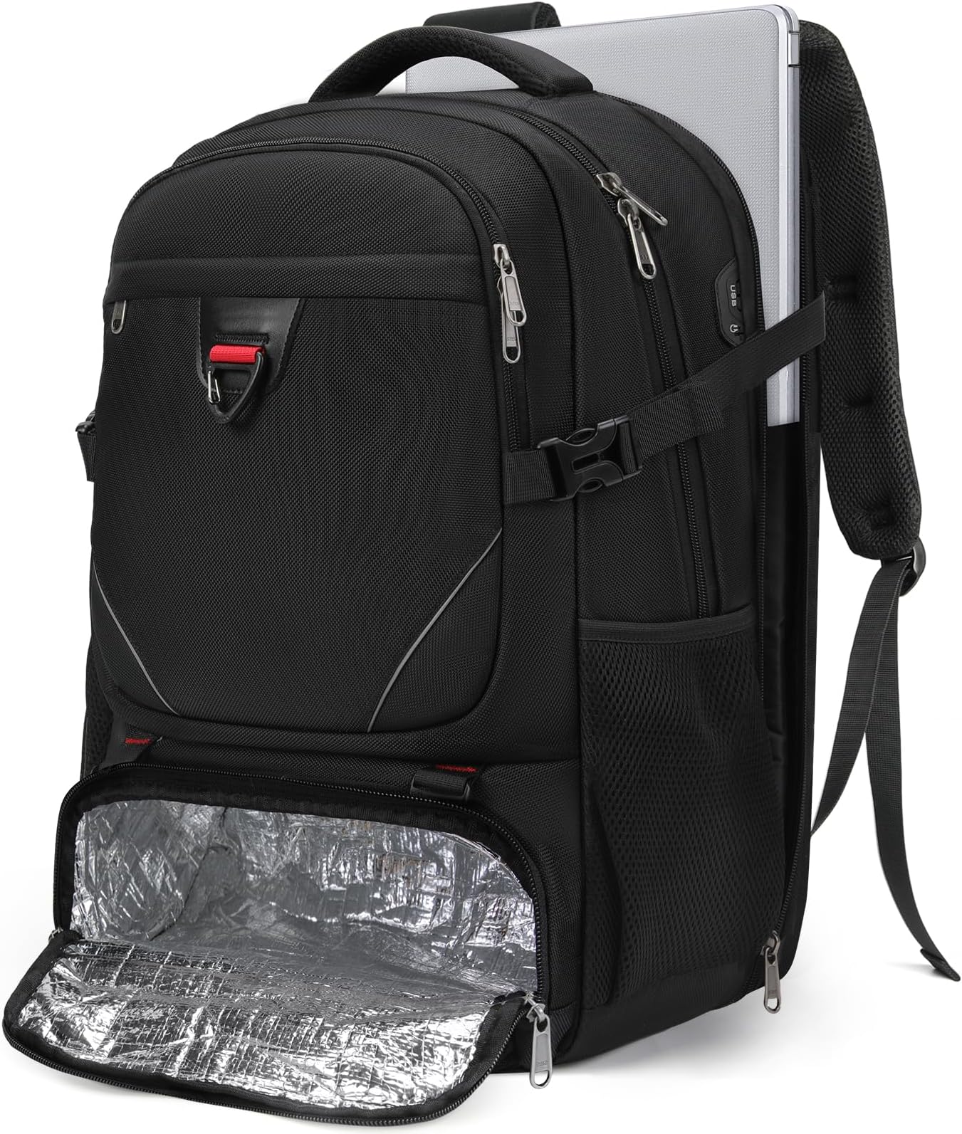 Laptop Backpack 50L with Insulated Compartment Travel Work Backpack 17.3 Inch Water Resistant Large Business Computer Rucksack College School Backpack for Men Women Black