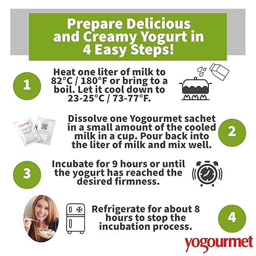 Miniatura 3 de Yogourmet Iniciador de yogur con probióticos (6 sobres  6 cuartos de galón de yogur) - Haz yogur en casa - Cultivo básico - Todo natural, sin