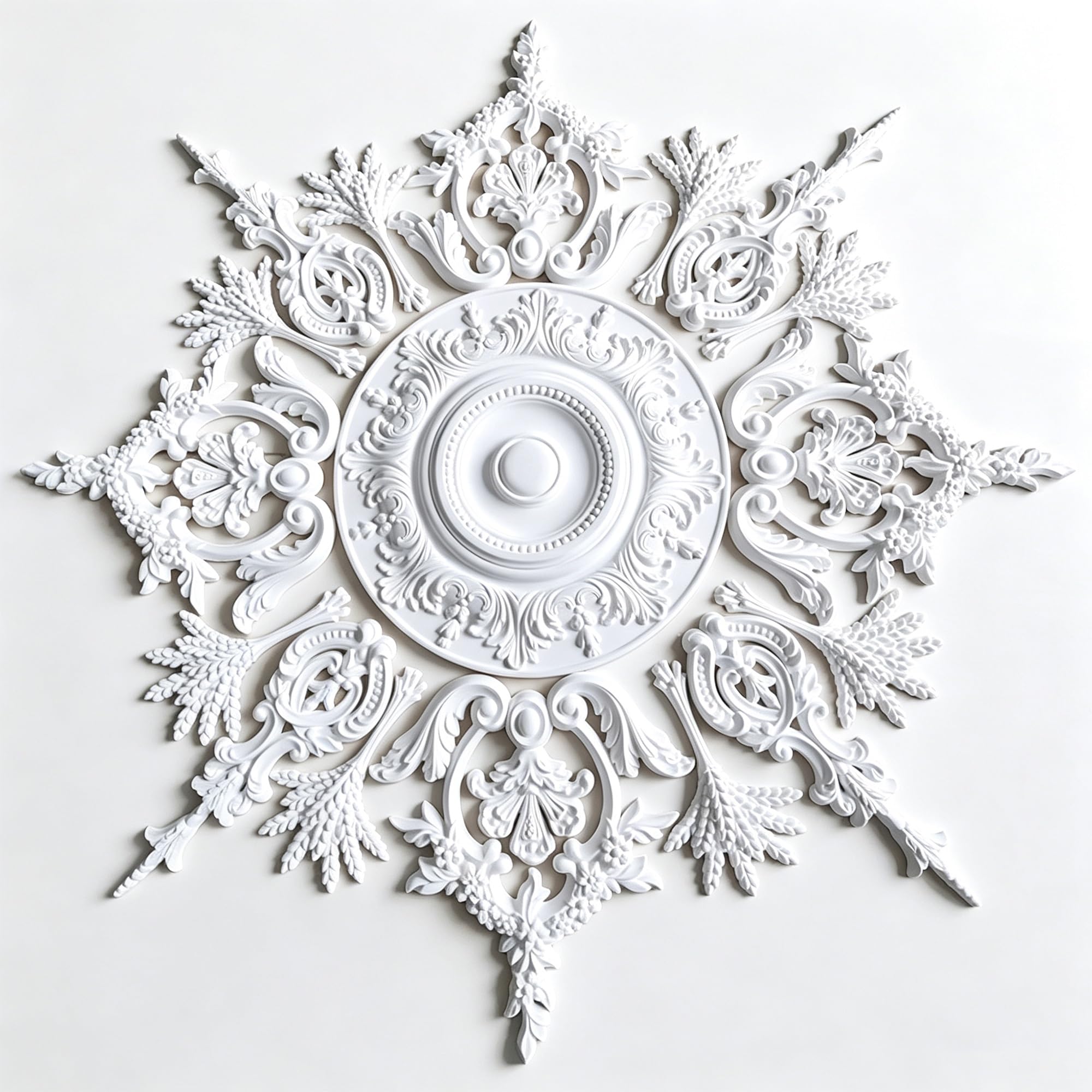 126cm Rosone Lampadario Soffitto Bianco Polistirolo Decorativo | Medaglione del Ventilatore Rotonda Moderno per Pareti Portalampada