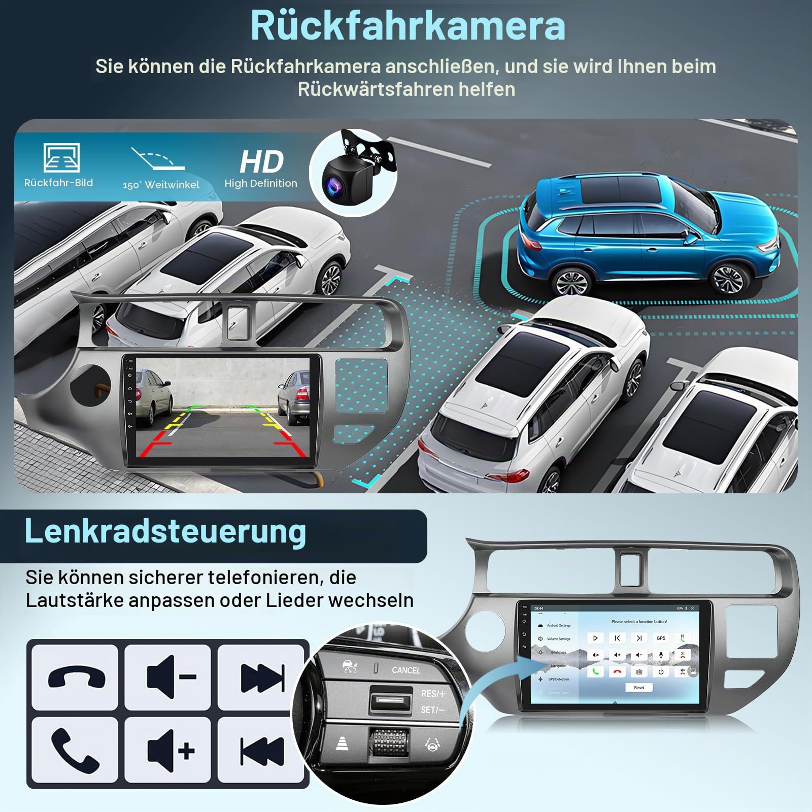 8 Core Qualcomm 4G+64G Autoradio für Kia Rio 2012-2015 mit Wireless Carplay & Android Auto, 9 Zoll Android Autoradio mit WiFi/GPS/Bluetooth 5.1/DPS Hi-Res/FM RDS Radio
