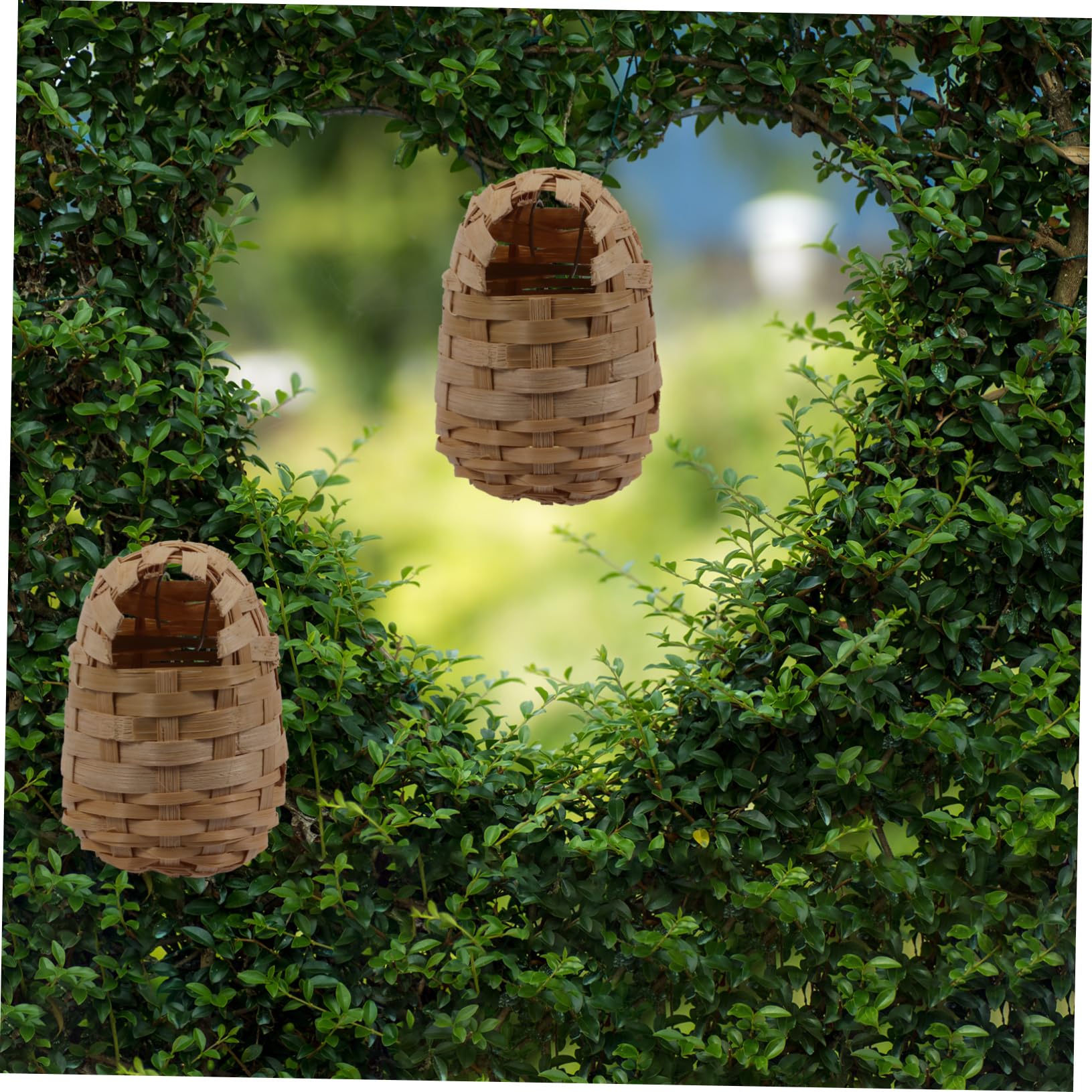6 Piezas Nido de pájaros de bambú Refugio de pájaros pájaro al Aire Colgante anidando Casas de pájaros para al Aire pájaro cálido de Invierno