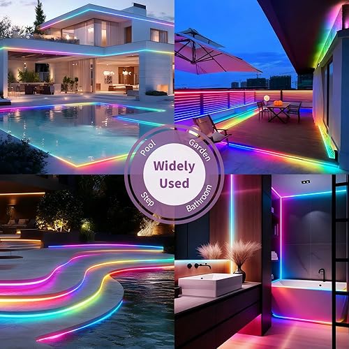 Miniatura 8 de RGB Smart IC COB LED tira de luz IP67 40FT12M al aire libre luces LED CRI90+24V ultra brillante para salas de juegos TV paredes balcones