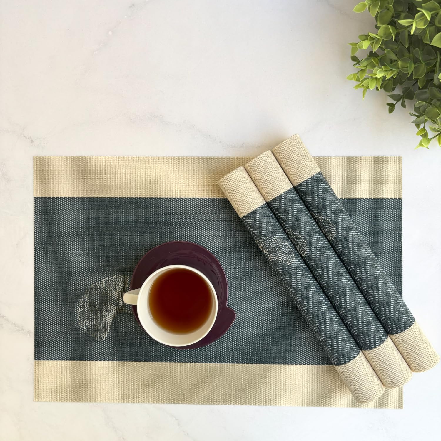 Livmodern Dining Table Mats - Midnight Bloom Set -10