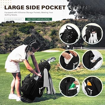uniHimal Golf Stand Bag with 7 Way Top Dividers, Lightweight Golf Bags for Men Women with Multiple Pockets, Dual Straps