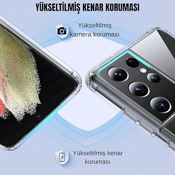 Ehr. Samsung Galaxy S21 Ultra Compatible Camera Protected Rigid Non-Wind Crystal Transparent Case with Magsafe Wireless Charging Feature (Transparent, Samsung Galaxy S21 Ultra)