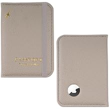 Passport Holder with Airtag Slot, Airtag Passport Wallet for Men Women, Slim Leather Passport Holder Case Family for Travel Anti-Lost1-Grey