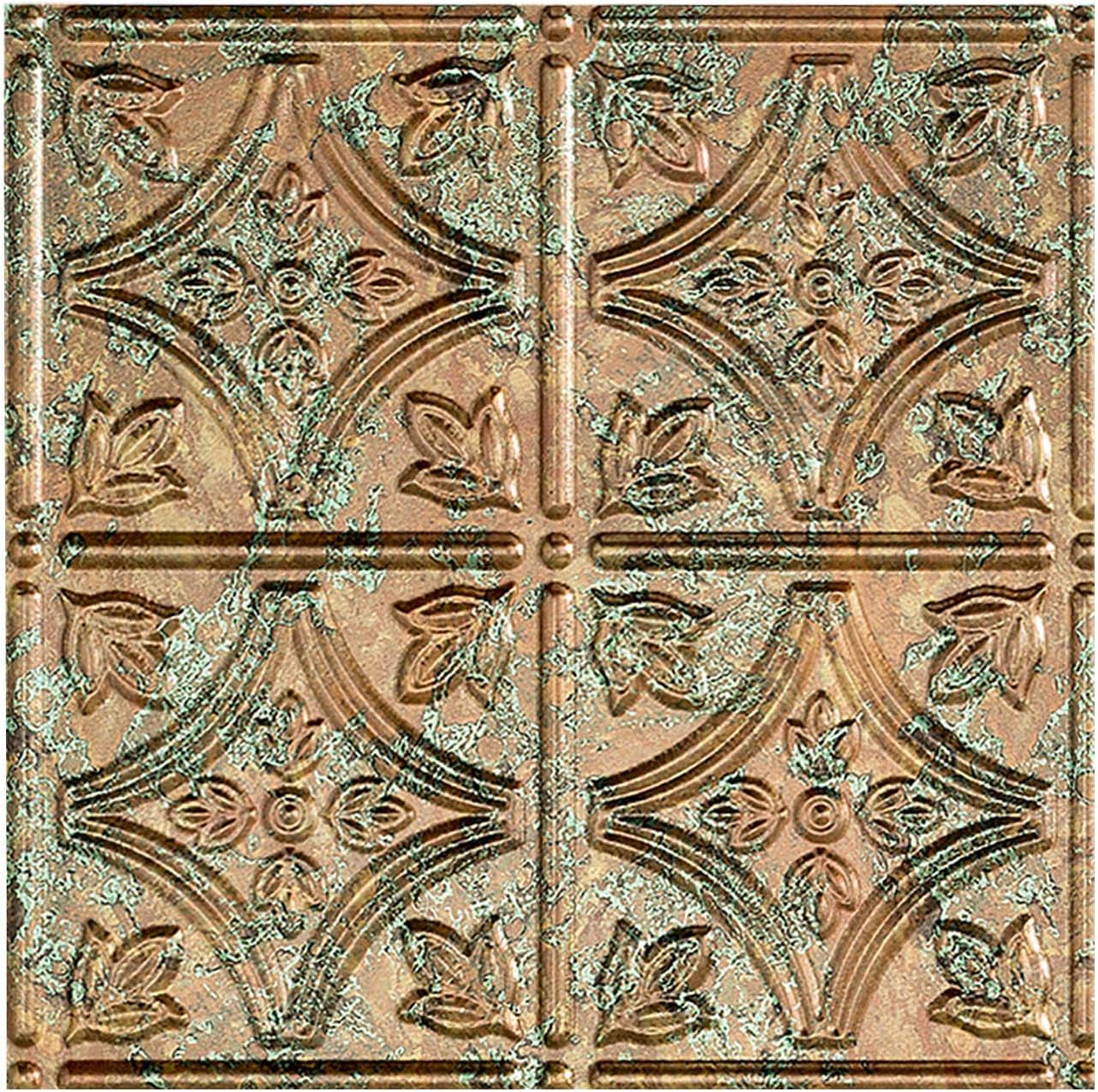 FASÄDE Traditional Style/Pattern 1 Decorative Vinyl Glue Up Ceiling Panel in Copper Fantasy (12X12 Inch Sample)