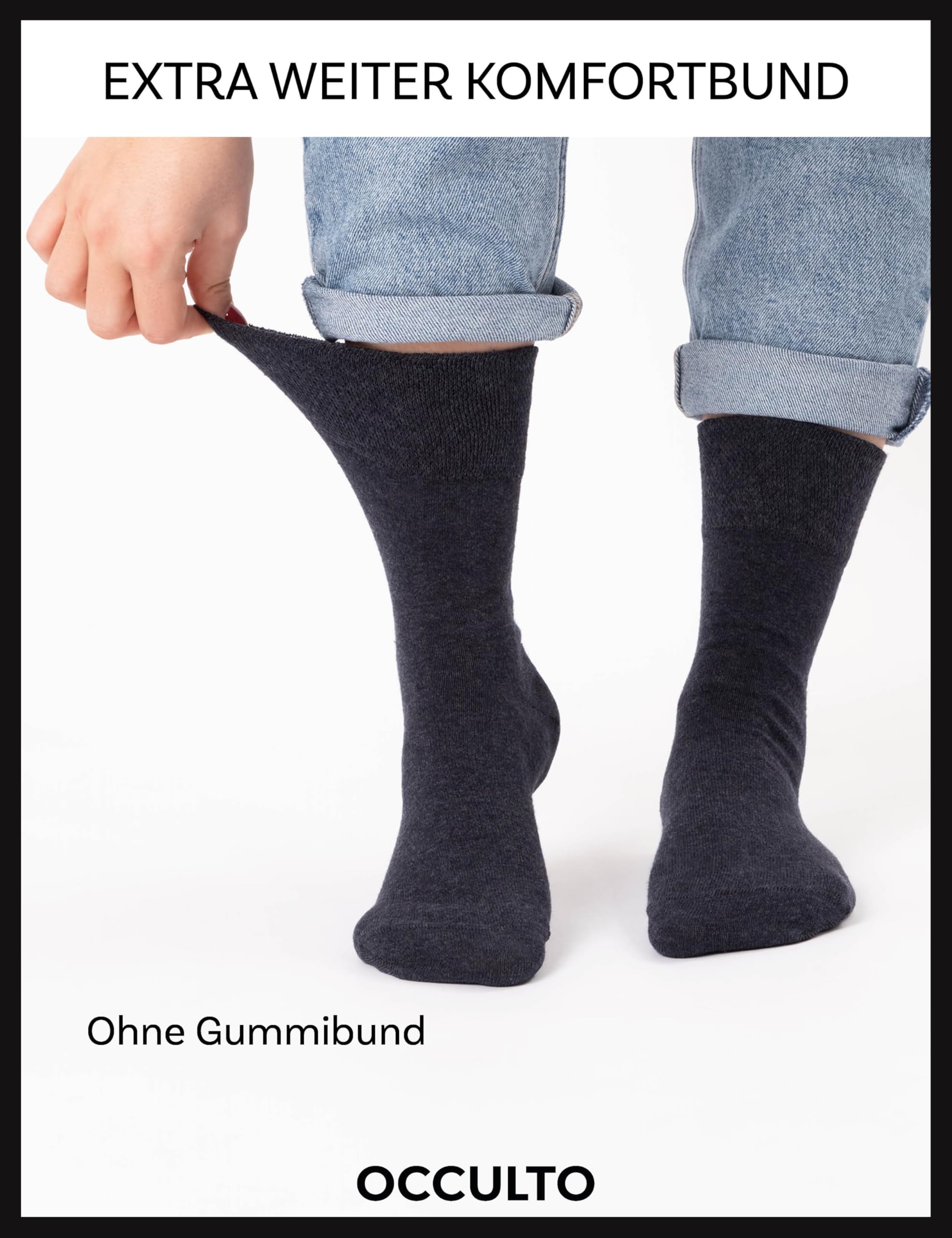 Occulto 10 Paar Diabetikersocken für Herren & Damen ohne Naht ohne Gummibund aus Baumwolle