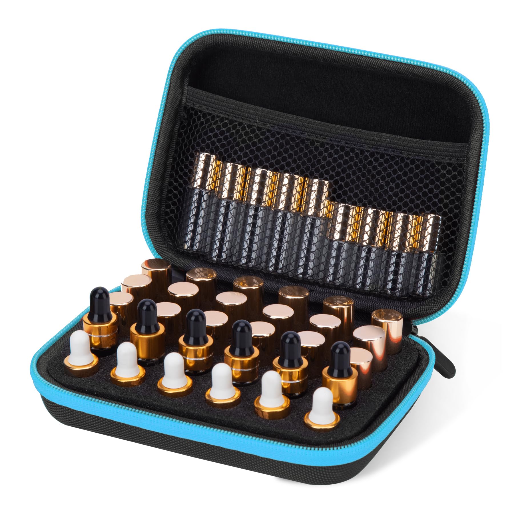 DHXYZZB Essential Oils Carrying Case Holds 30 Grids for 1-3ML Roller Bottles Storage peptide vial case for fridge Organizer Bag Hard Shell for Home, Travel, and Presentations(Blue)