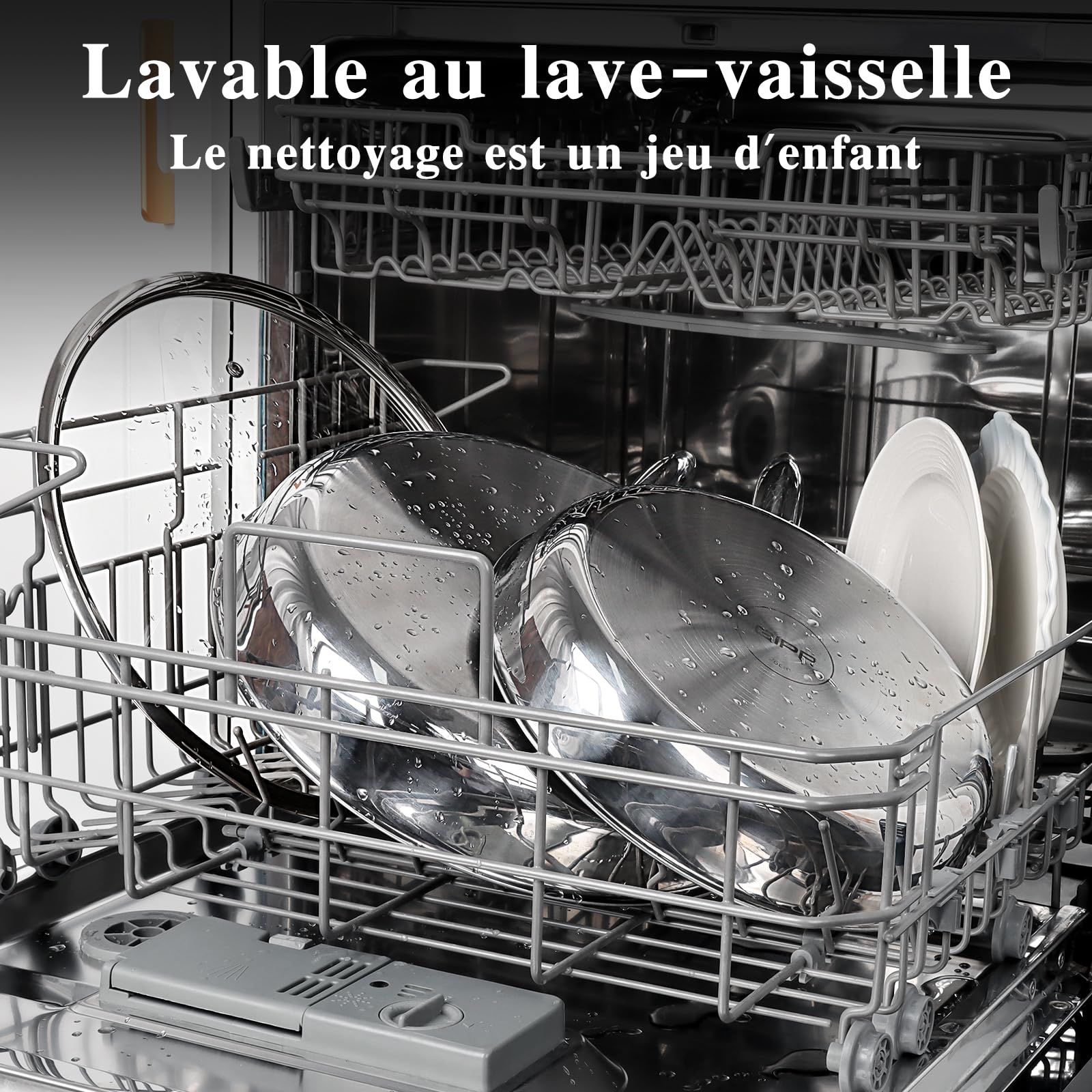 GiPP Poêle Antiadhésive, Acier Inoxydable à 3 Couches, Série Haut de Gamme | Sain et Non Toxique, Diffusion de Chaleur Homogène, Manche Restant Froid, Tous Feux Lot, Lave-vaisselle et Four, 26 cm