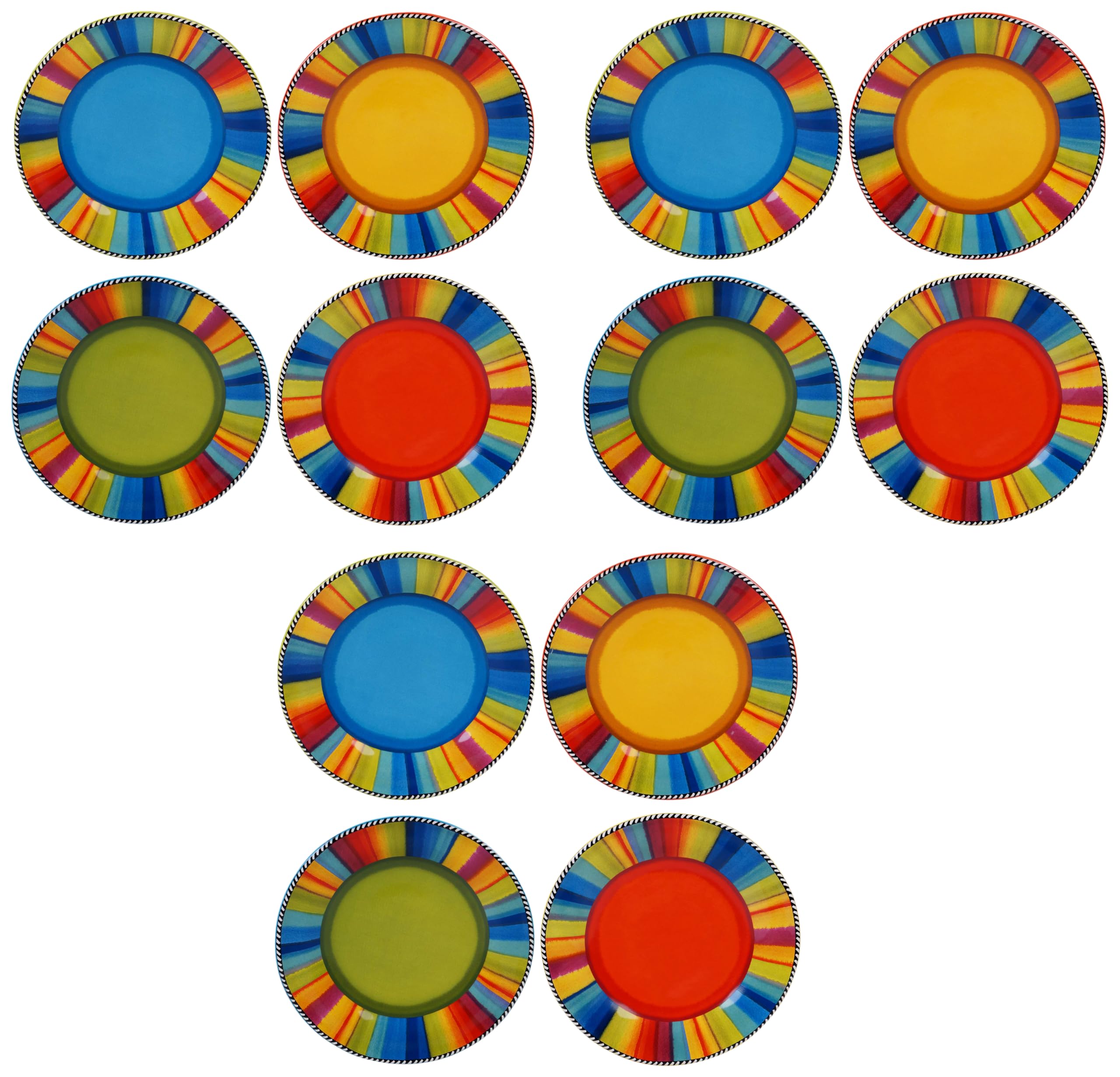 Certified International Sierra 8.75-Inch Salad and Dessert Plates, Colorful Mexican-Style Ceramic – Perfect for Side Dishes, Appetizers, or Casual Entertaining | Set of 4, (Pack of 3)