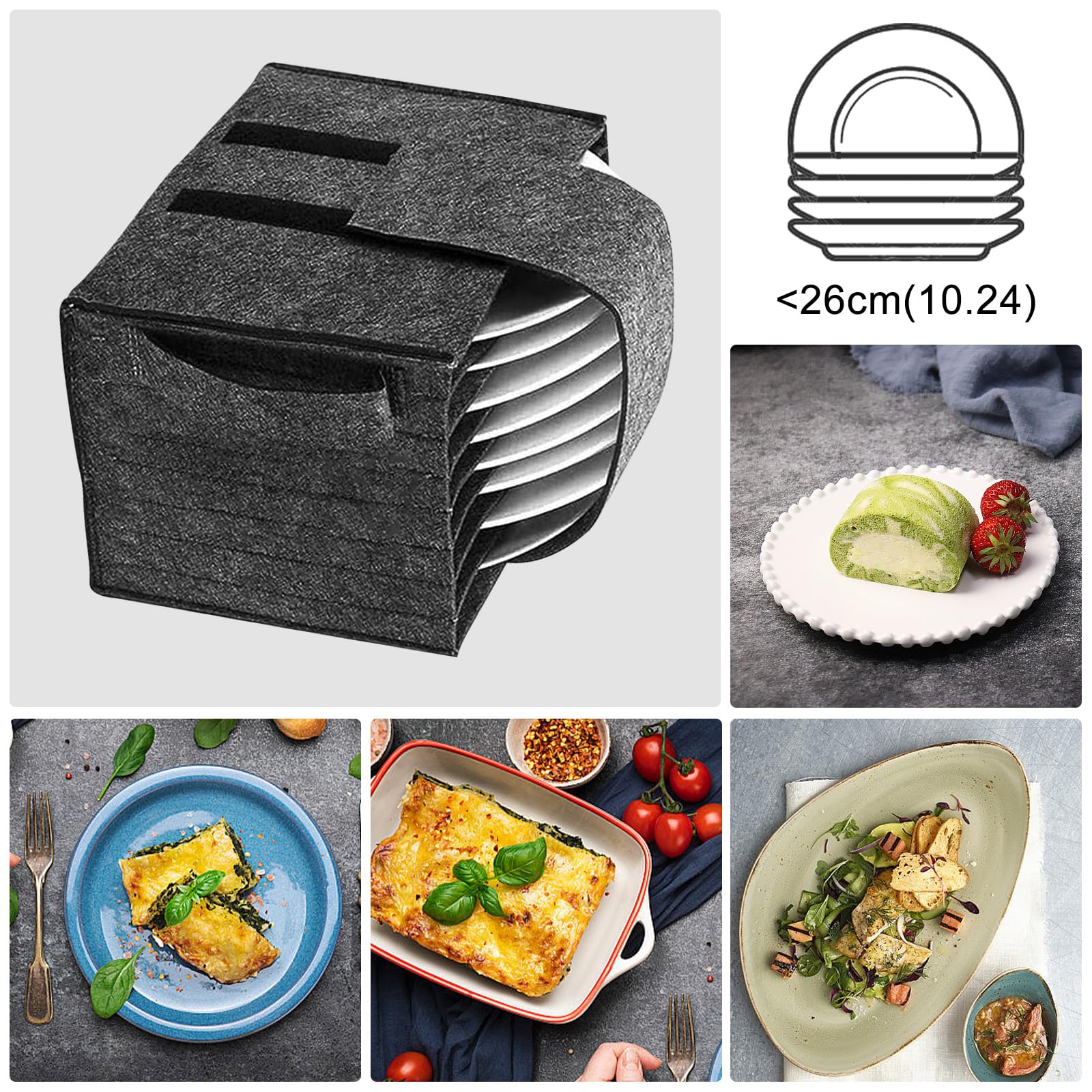 Porte-assiettes de camping-car, espace de rangement pour 8 assiettes, organiseur de camping, rangement pour caravane, bateau, cuisine mobile (1 pièce, gris foncé)