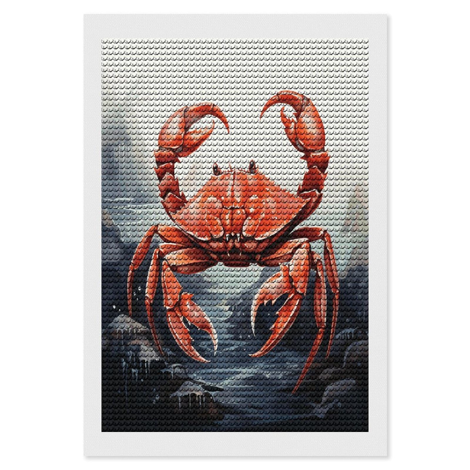 FekiLoot Red Crab Sea Diamond Art Kits for Adults Diamond Painting Kits for Beginners DIY Diamond Art Kits Round Full Drill Diamond Dot Gem Painting for Home Wall Decor Gift 8"x12"