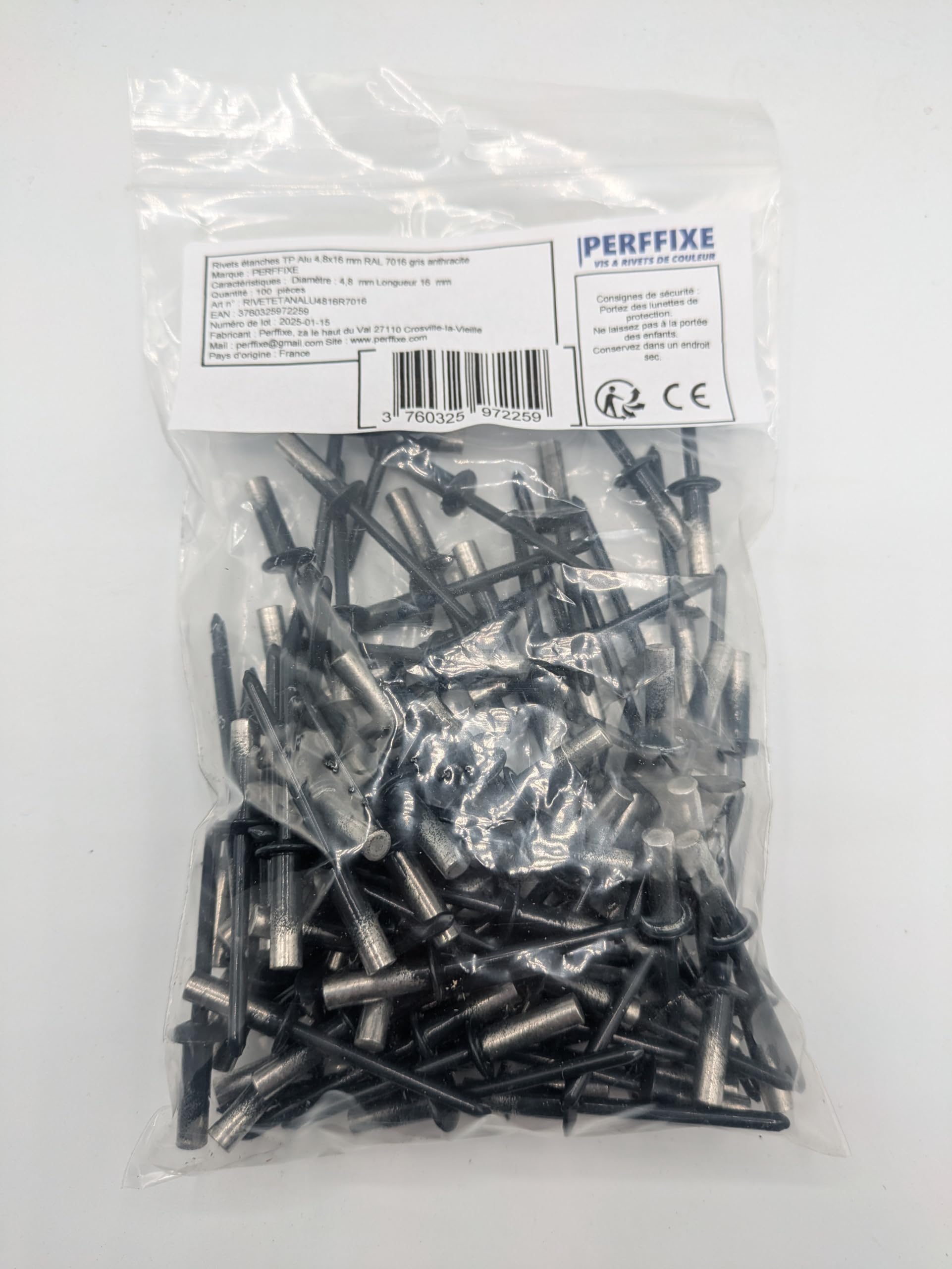 Rivets étanches TP Alu 4,8x16 mm RAL 7016 gris anthracite par 100