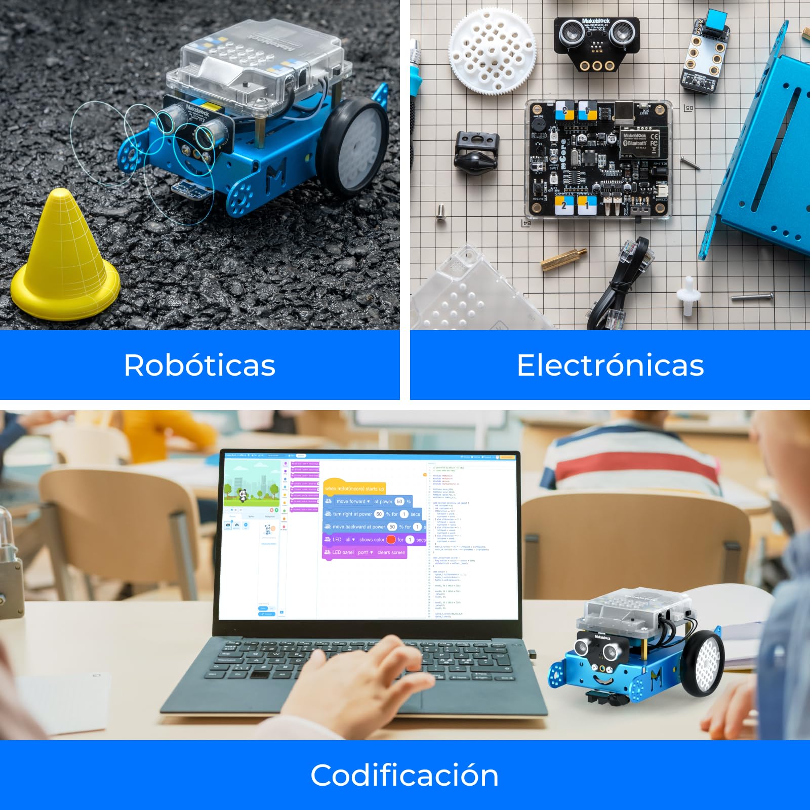 Makeblock mBot Robot Programable con Dongle, Juguete Stem Compatible con Scratch y Arduino, Inteligente EMO, Kit Robotica Interactivo para niños 6 a 12 años