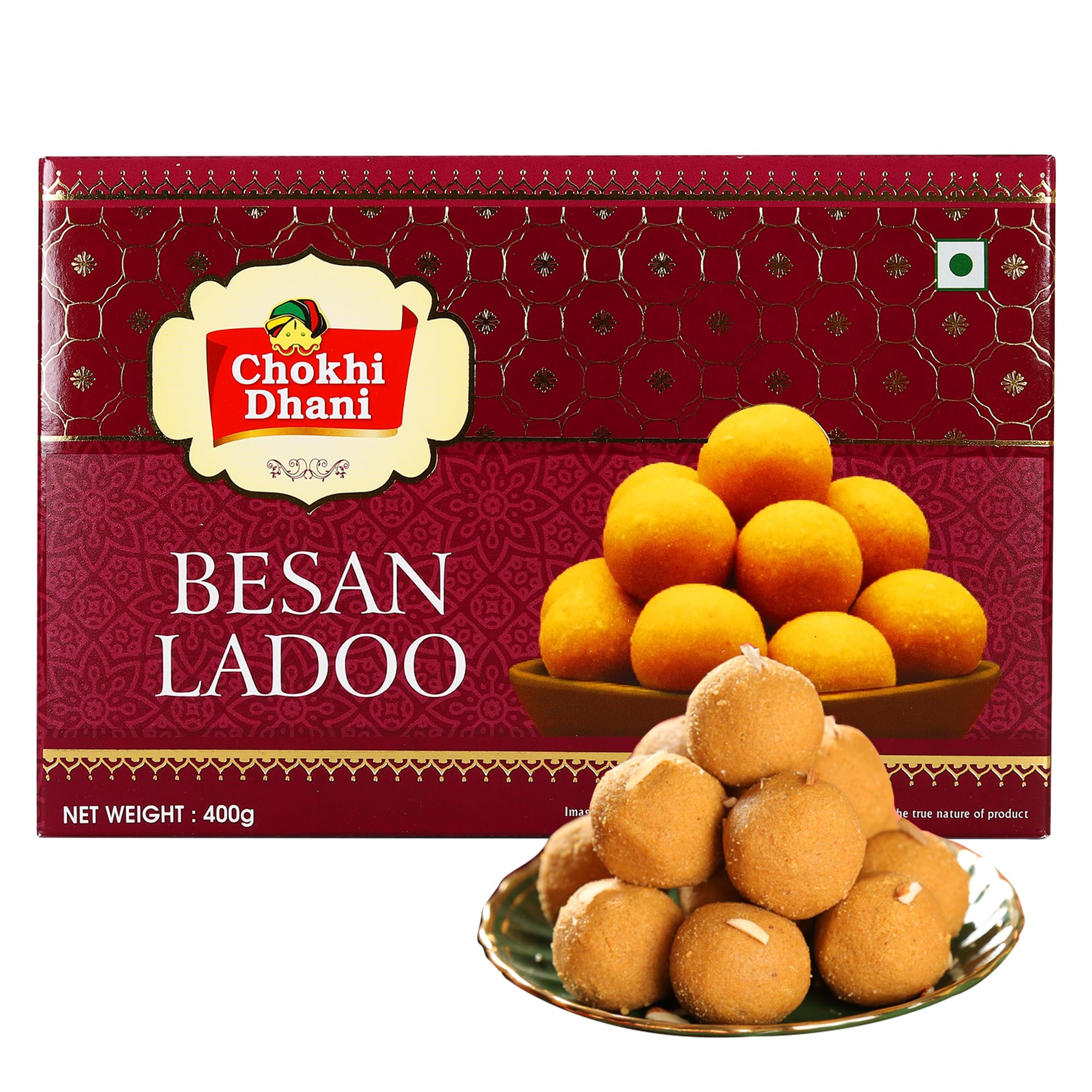 Chokhi Dhani Besan Ladoo | Indian Sweet | Made with Almonds and Cashew Nuts | 400 gm
