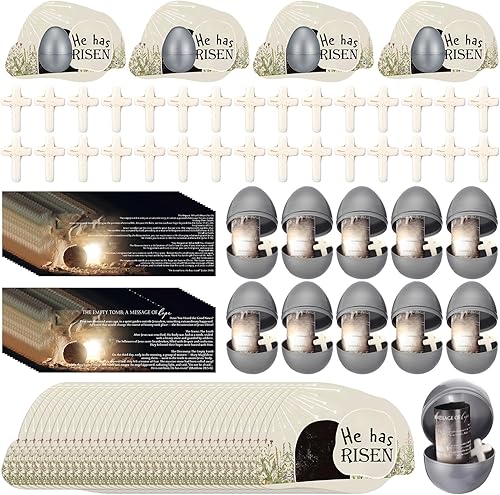 VioraWhite 100 Sets/400 Pcs Resurrection Easter Eggs Craft Kits Has Risen Empty 