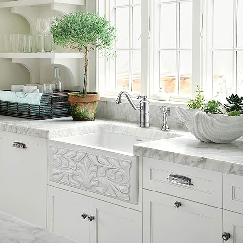 Whitehaus Collection WHKTSL3-2200-NT-C Vintage III Plus - Grifo de cocina tradicional de una sola palanca y latón macizo, cromo pulido