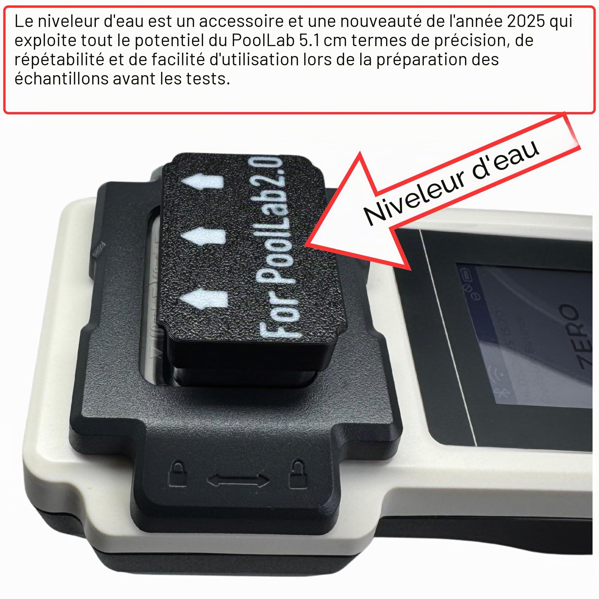 PoolLab 2.0 et accessoires supplémentaires (coffret de rangement et régulateur de niveau d'eau) - Testeur d'eau pour piscines - 27 paramètres - WiFi, Bluetooth, application - Pour piscine, spa et