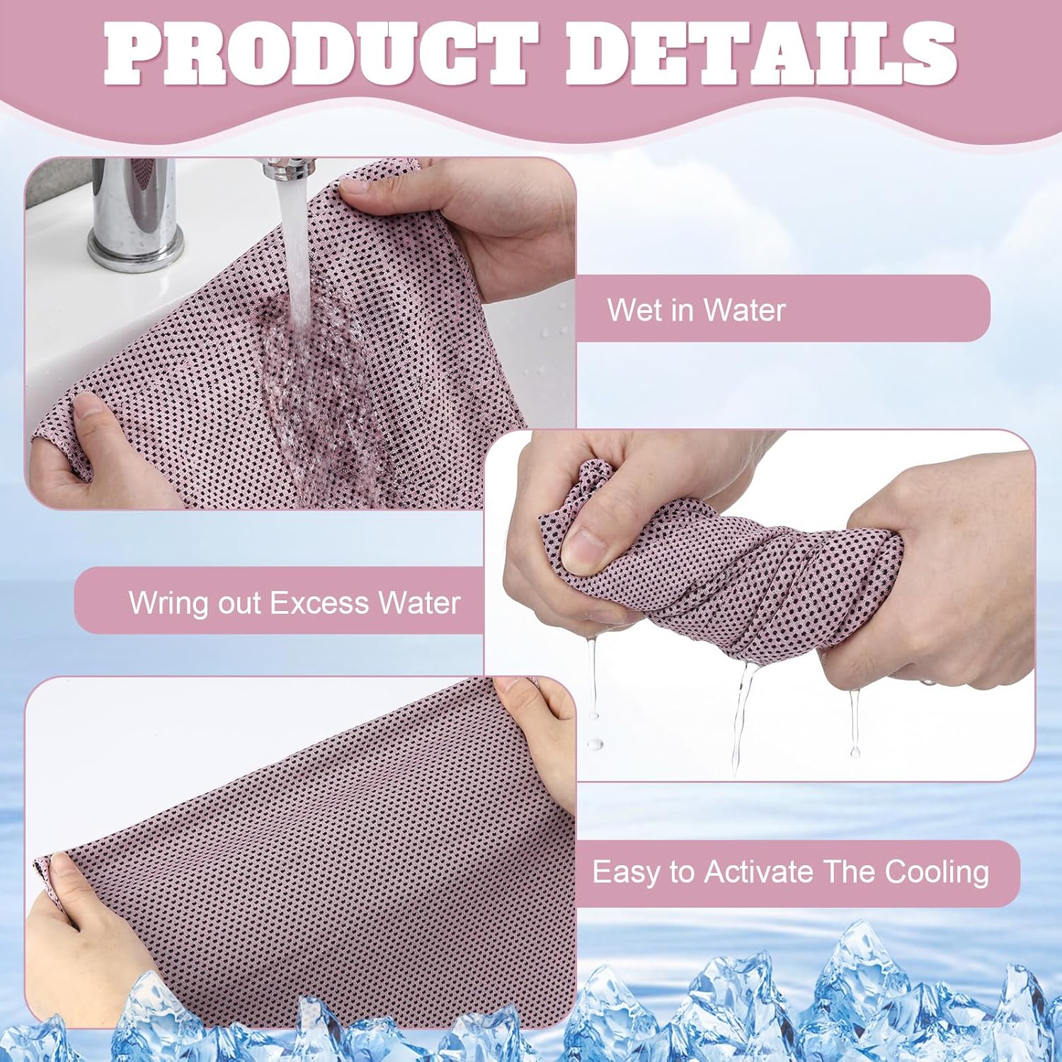 Honoson Cooling Towel Bulk - Neck & Face Cool Chilly Towels Microfiber Breathable Sport Sweat Rag for Gym, Yoga, Travel, Camping, Running, Outdoor