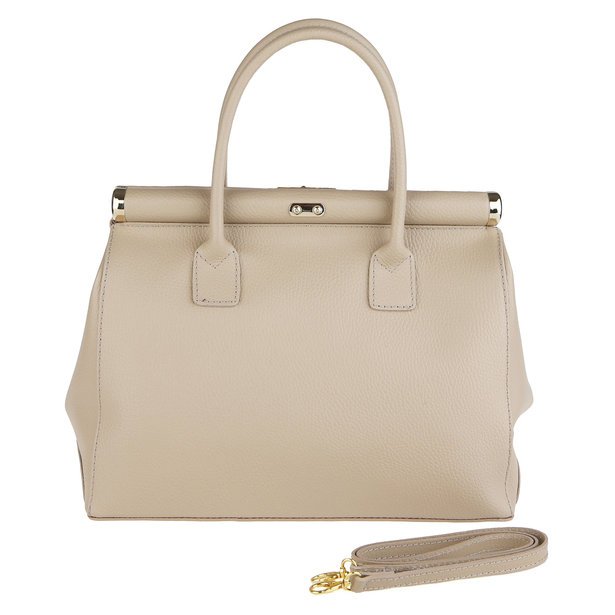 Chicca Borse Handbag Borsa a Mano da Donna con Tracolla in Vera Pelle Made in Italy 35x28x16 Cm
