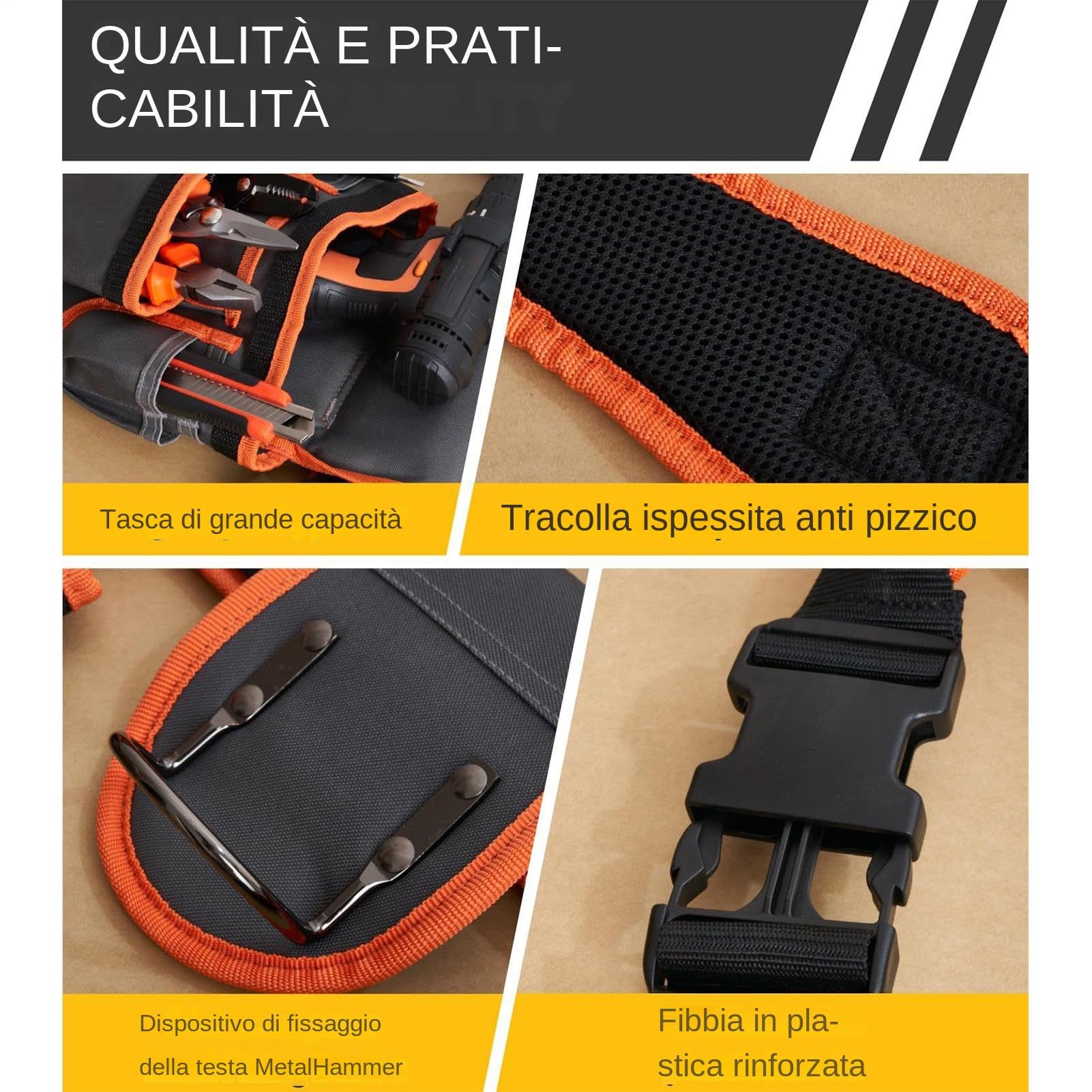 Cintura Porta Utensili | Grembiule da Lavoro | Borse Lavoro | Regolabili con Bretelle e 19 Tasche Organizzatore per Idraulici ed Elettrici