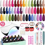 VANREESA 42 Pcs Gel Nail Polish Kit with U V Light 24 Colors Gel Polish Nail Set Glossy & Matte Top Coat Complete Nail Kit with Manicure Tools for All Seasons Gifts for Women Girls